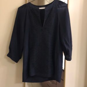 Theory Embroidered Navy Tunic Size P